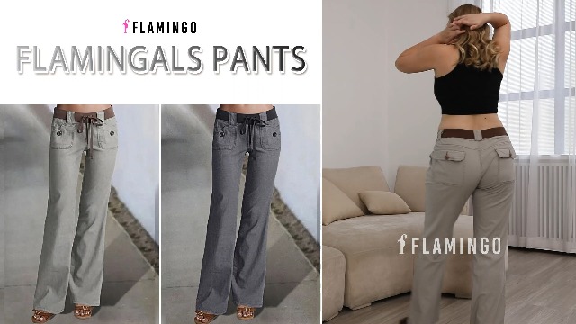 Flamingals Low Rise Cargo Wide Leg Pants for Women Drawstring Flap